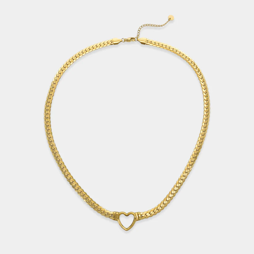 Flat Heart Chain 18K Gold Plated