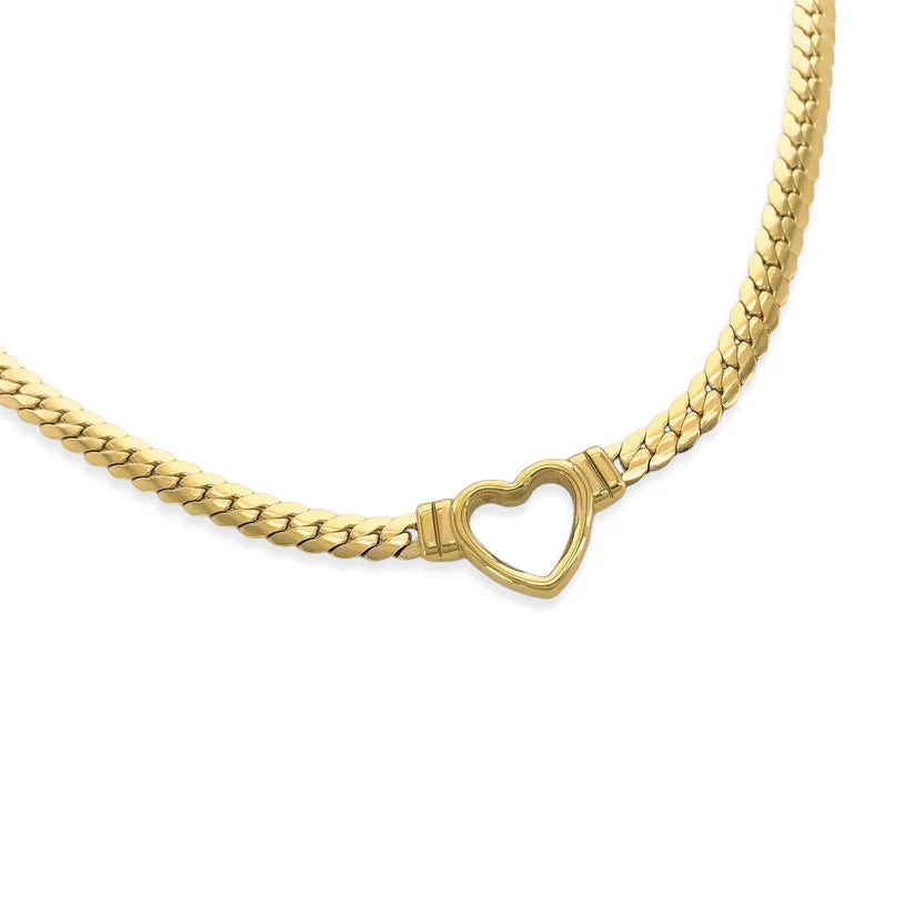 Flat Heart Chain 18K Gold Plated