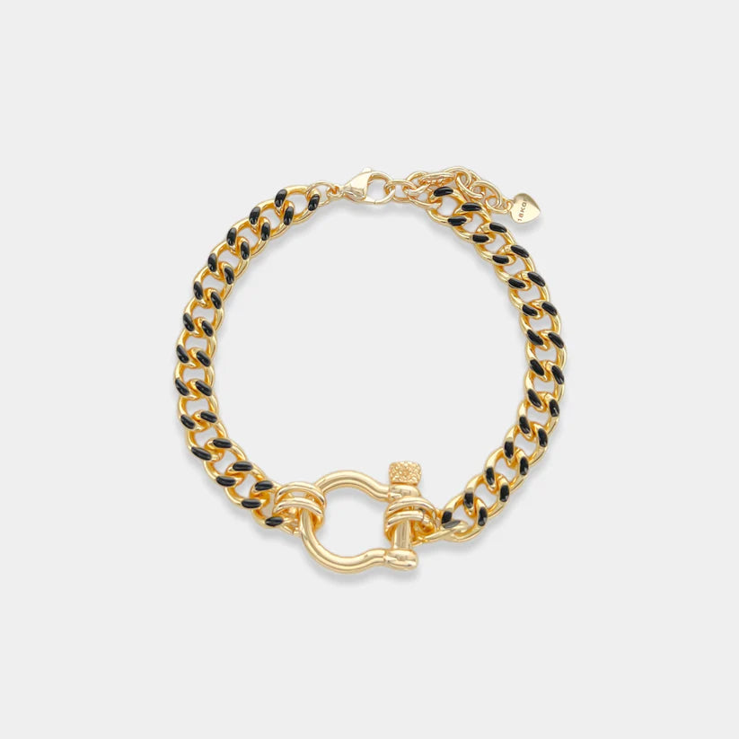 Enamel Chain Bracelet- 18K Gold Plated