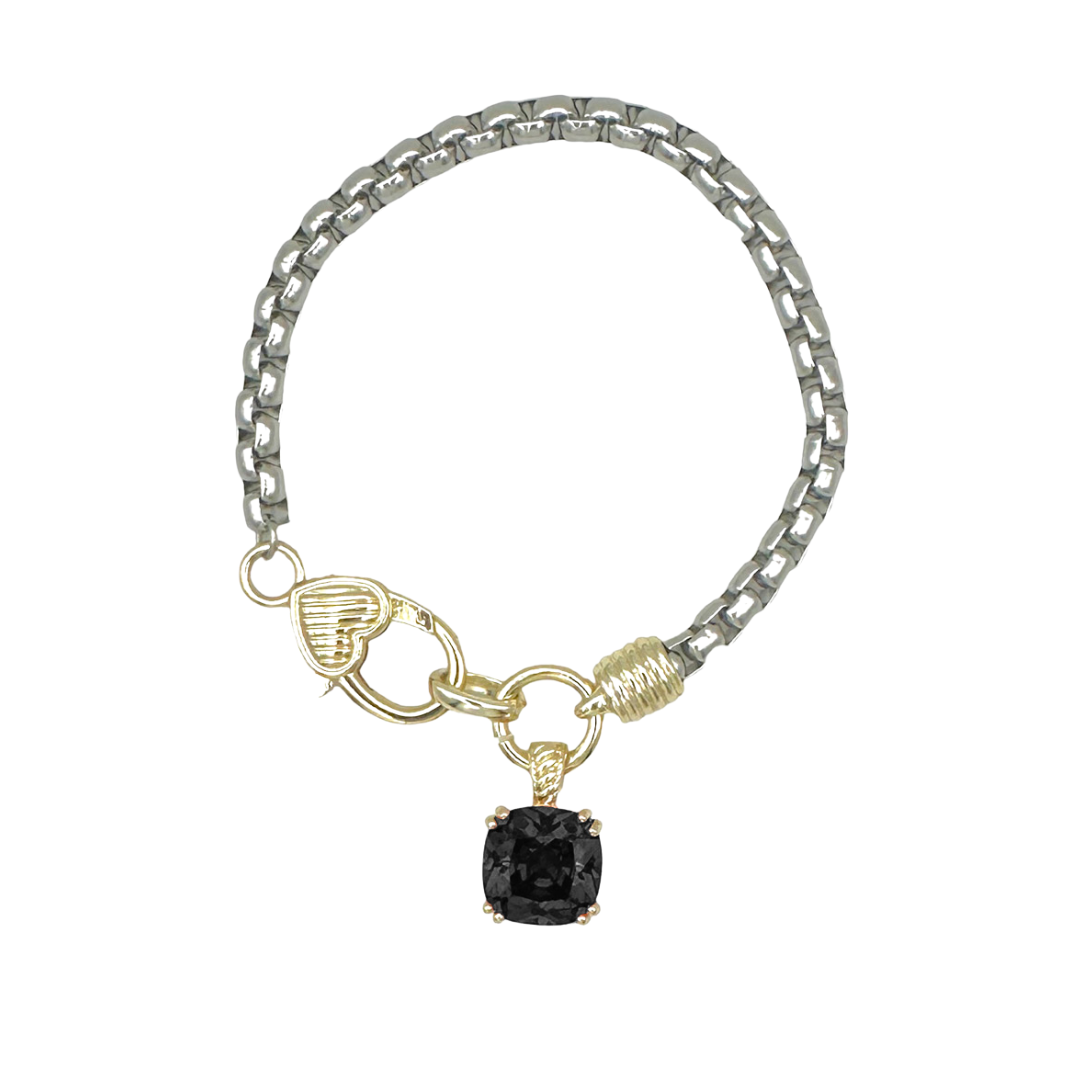 Pulsera Piedra Negra- Dorado y Plata