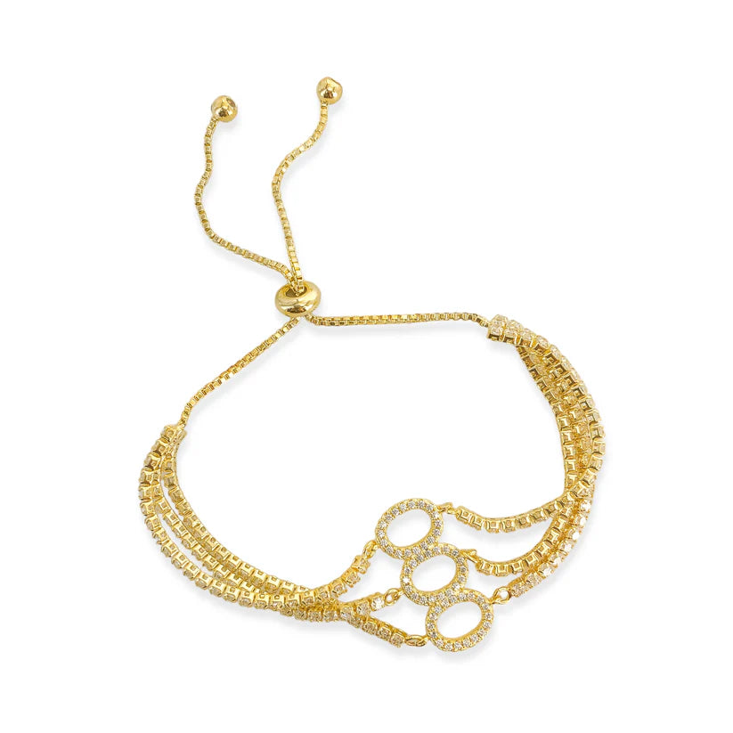 Pulsera Ajustable- 18k Gold Plated Zirconia