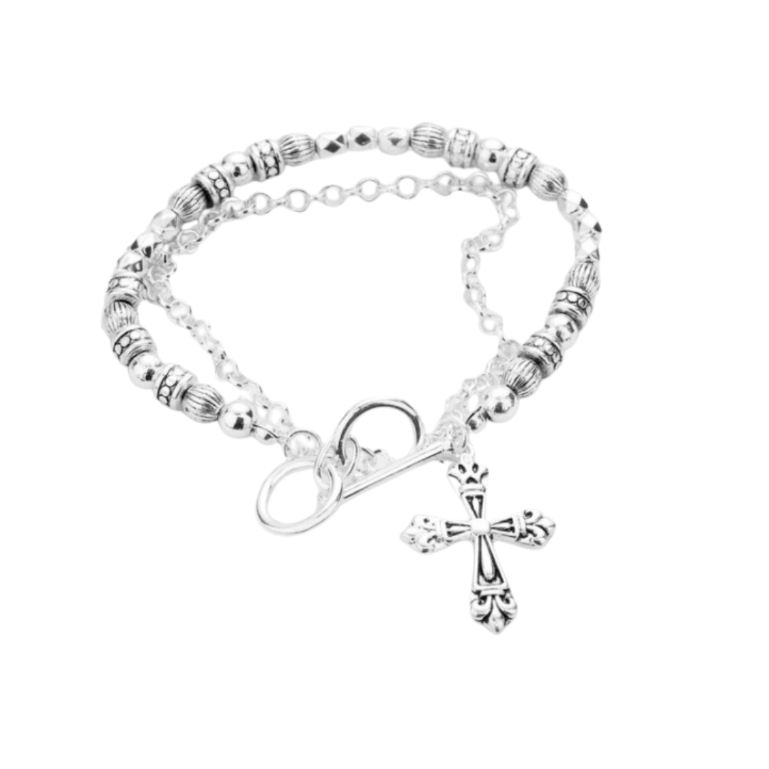 Pulsera Doble, Charm Cruz