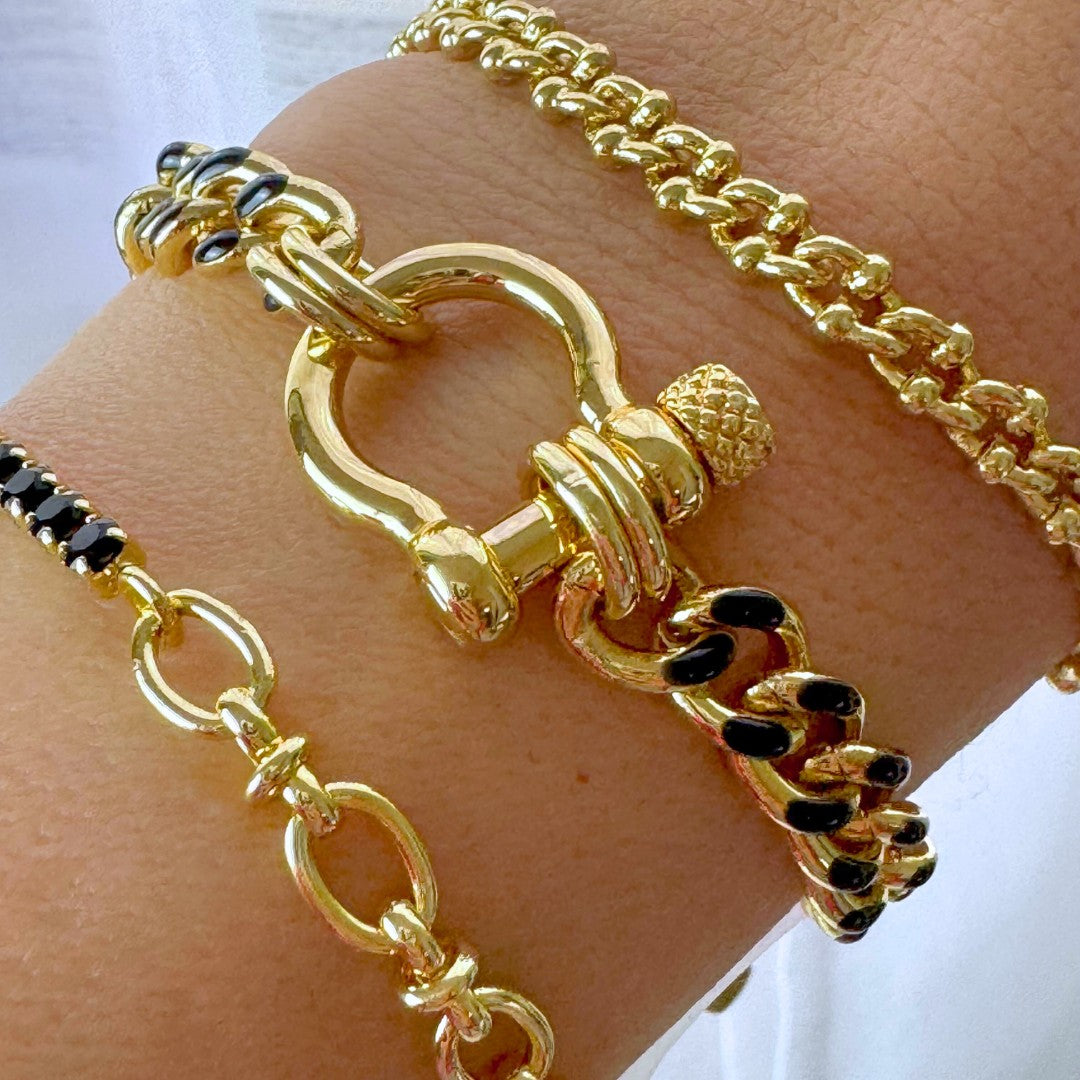 Enamel Chain Bracelet- 18K Gold Plated