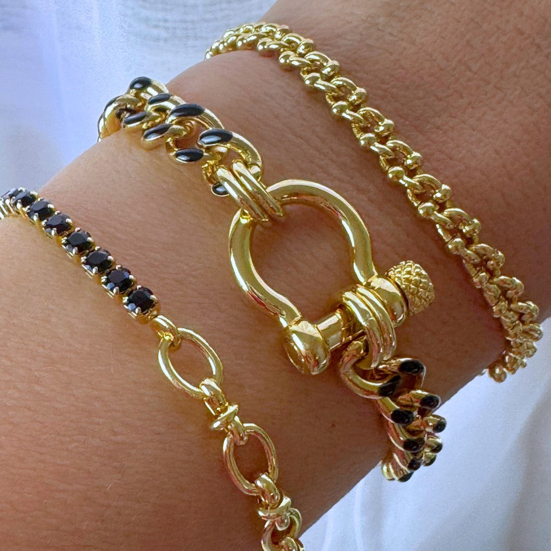 Enamel Chain Bracelet- 18K Gold Plated