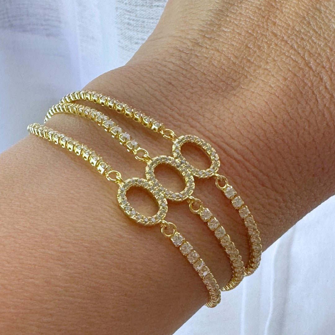 Pulsera Ajustable- 18k Gold Plated Zirconia