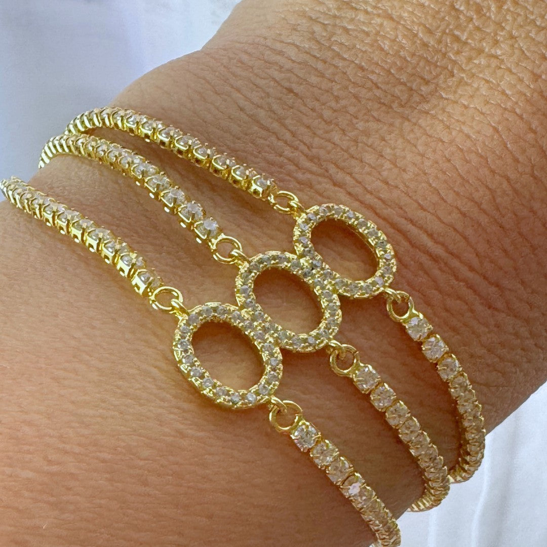 Pulsera Ajustable- 18k Gold Plated Zirconia